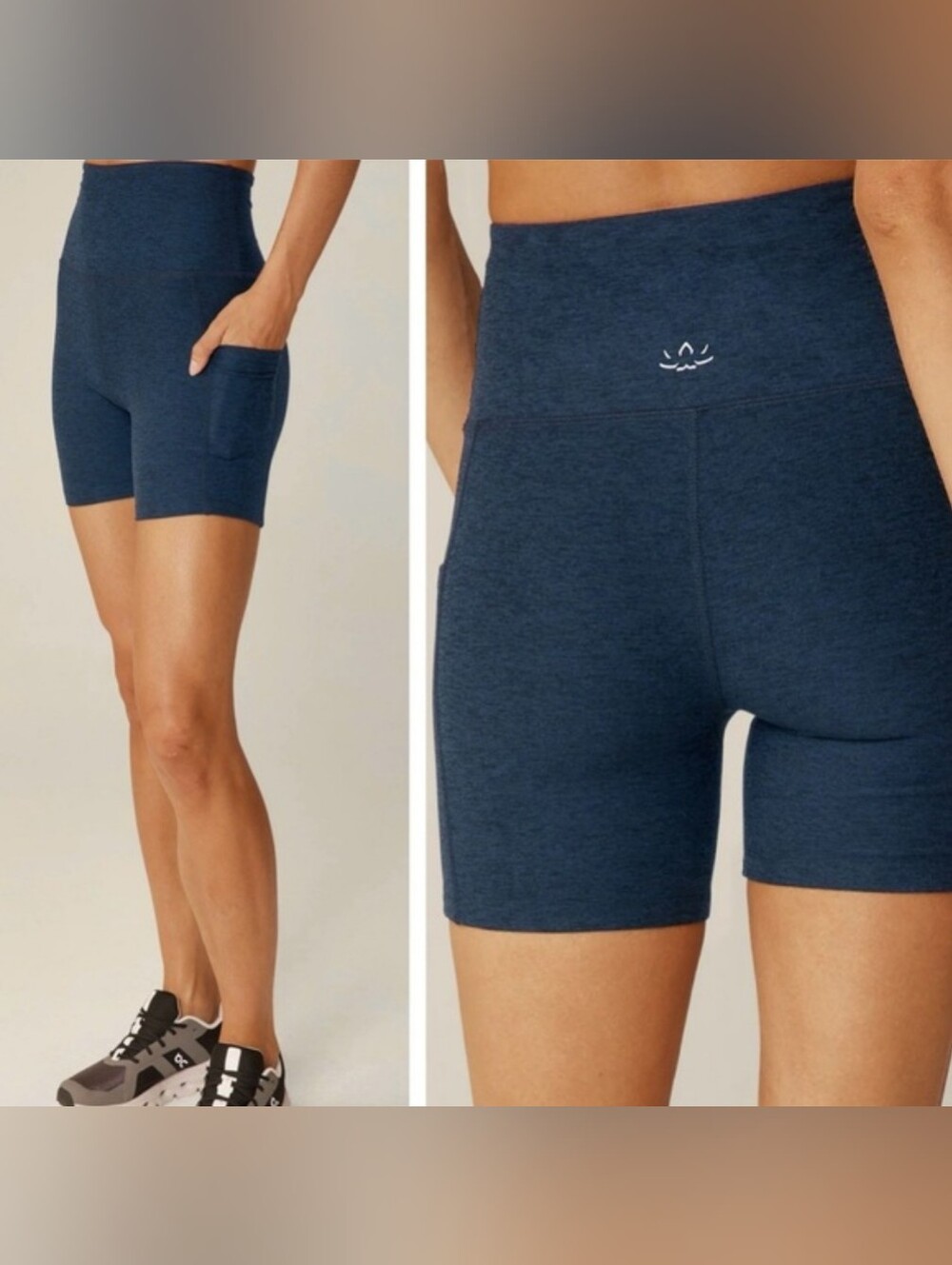 Beyond Yoga Spacedye Keep Pace 5" Pocket Short Nocturnal Navy Blue Medium